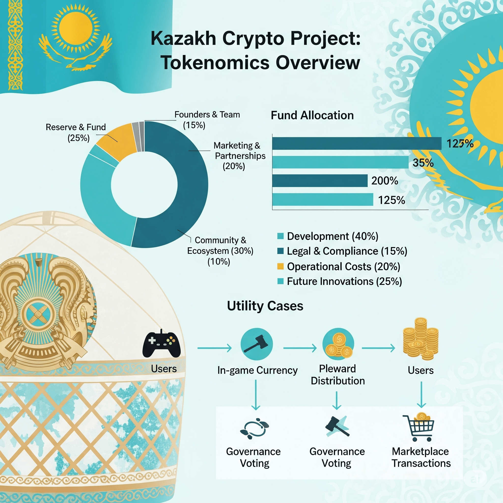 Схема токеномики криптопроекта в Казахстане