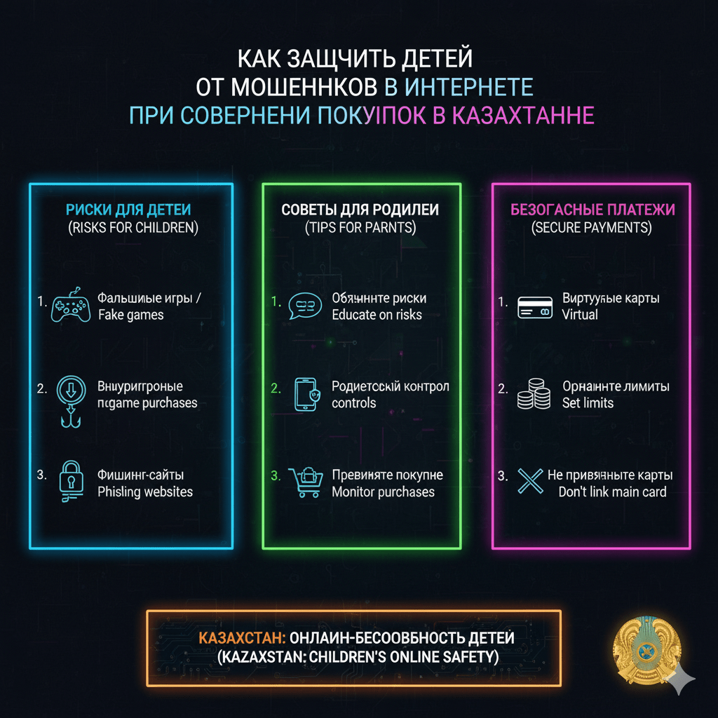 Как защитить детей от мошенников в интернете при совершении покупок в Казахстане мошенничество в онлайн играх и покупках игровой валюты